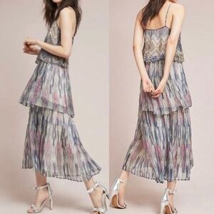 Meadow Rue Anthropologie Josie Tiered Maxi Dress In 4 NWOT